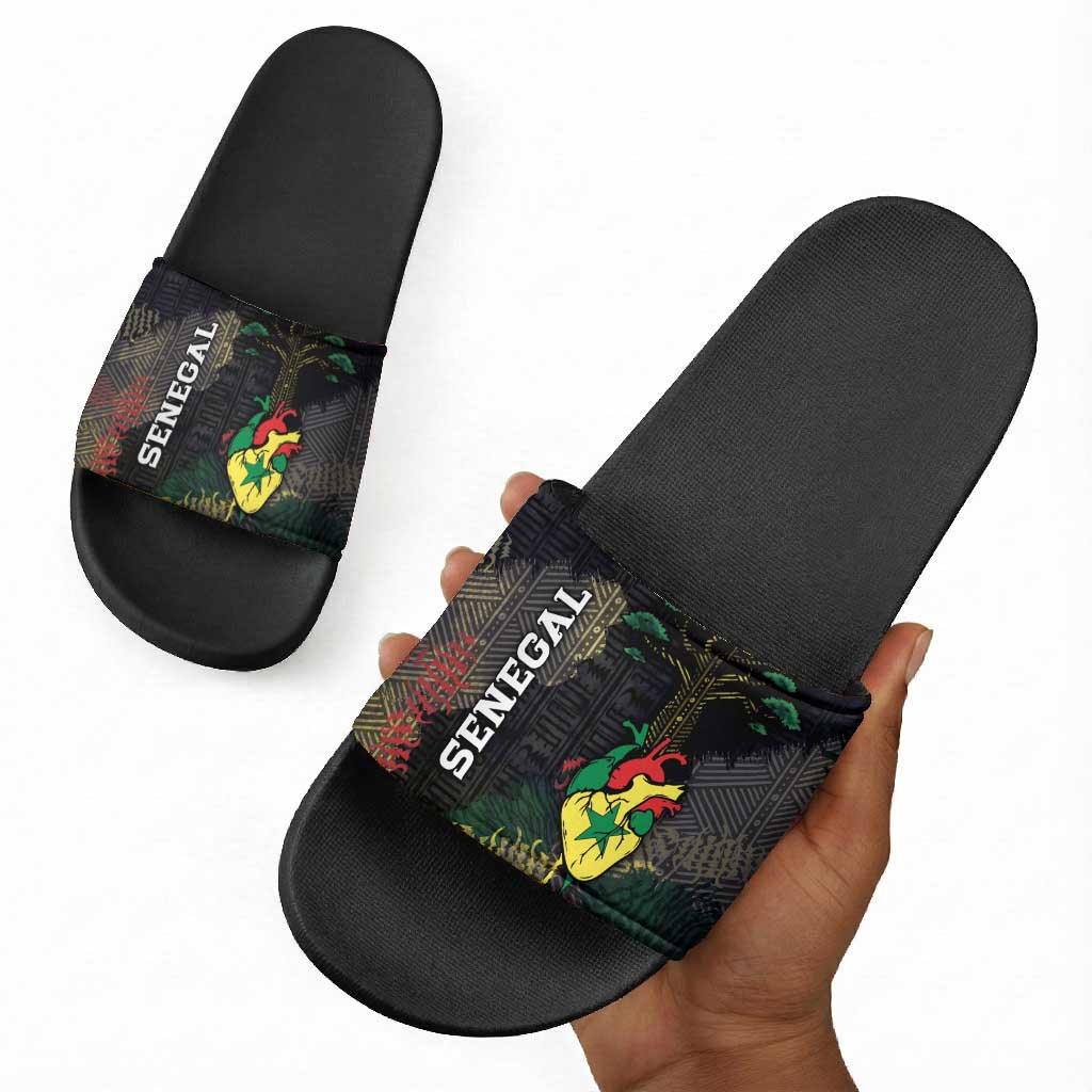 Senegal Slide Sandals Heart Baobab Art Grunge Style