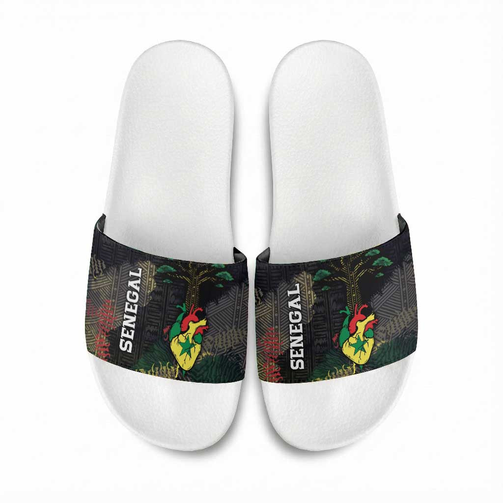 Senegal Slide Sandals Heart Baobab Art Grunge Style