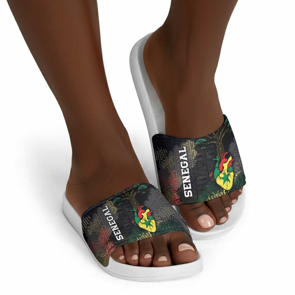 Senegal Slide Sandals Heart Baobab Art Grunge Style