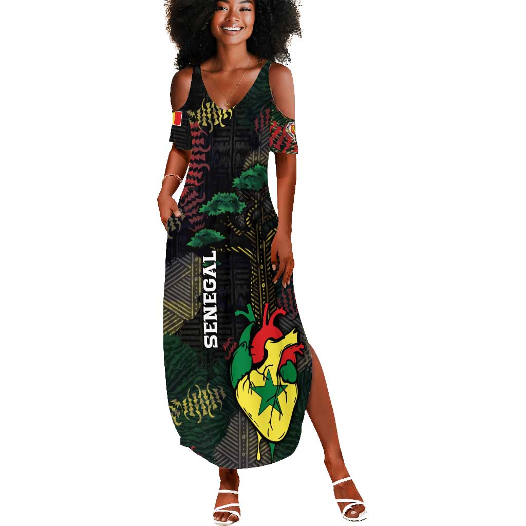 Personalized Senegal Summer Maxi Dress Heart Baobab Art Grunge Style