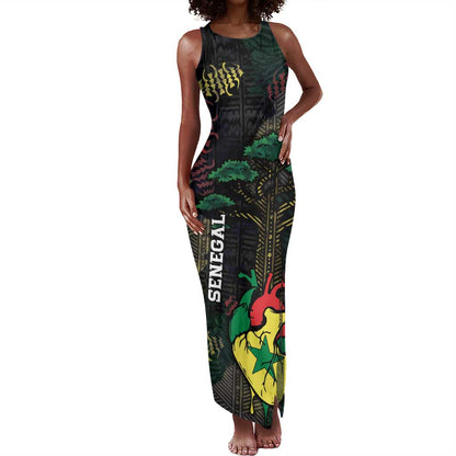 Personalized Senegal Tank Maxi Dress Heart Baobab Art Grunge Style