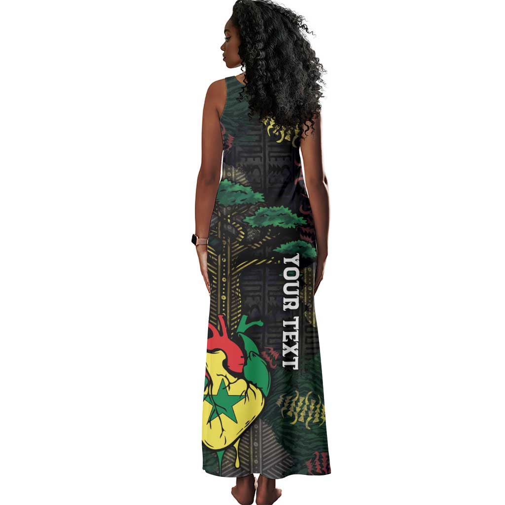 Personalized Senegal Tank Maxi Dress Heart Baobab Art Grunge Style