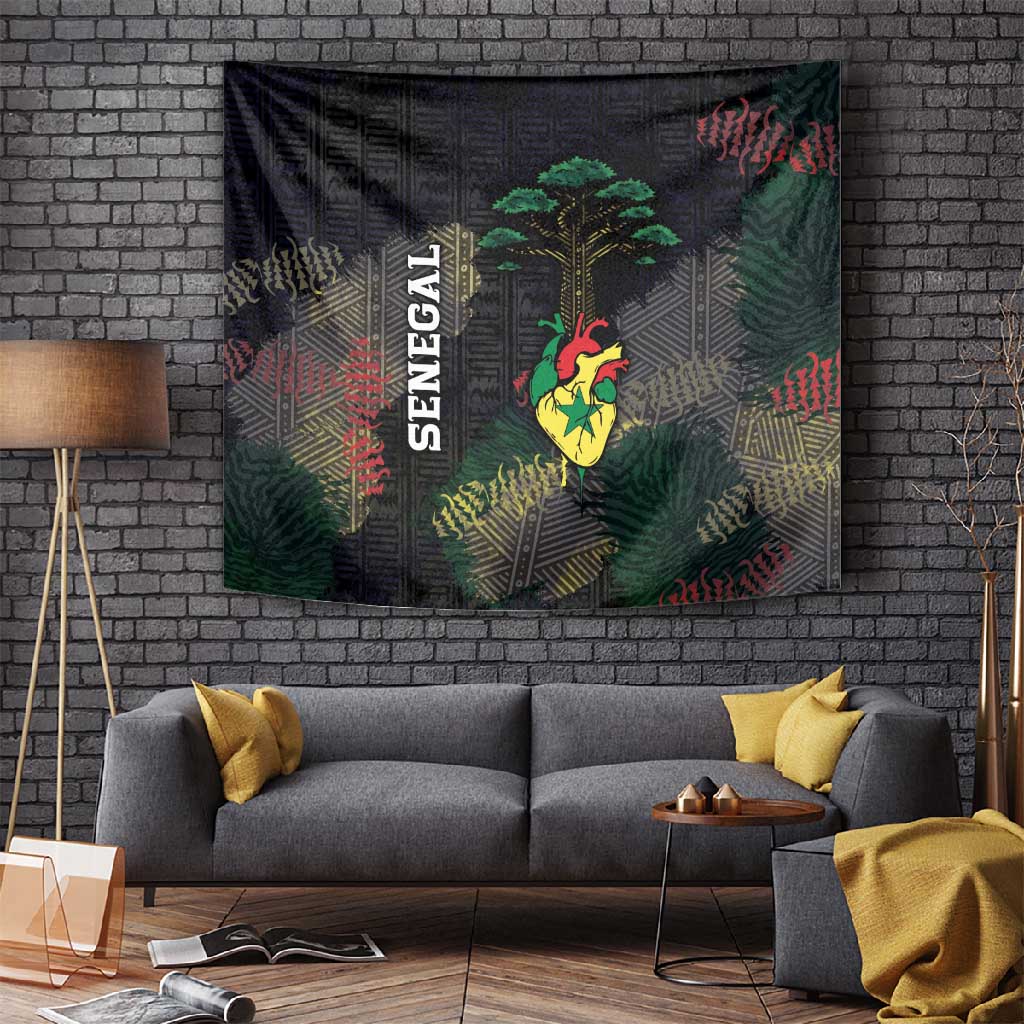 Senegal Tapestry Heart Baobab Art Grunge Style