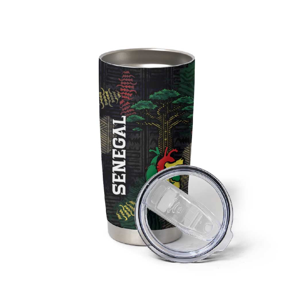 Personalized Senegal Tumbler Cup Heart Baobab Art Grunge Style