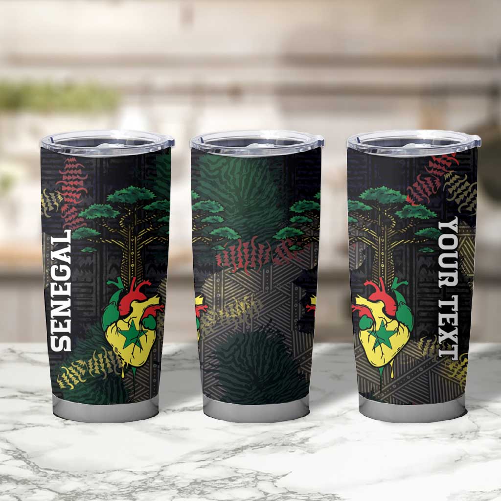 Personalized Senegal Tumbler Cup Heart Baobab Art Grunge Style