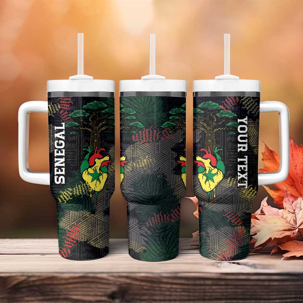 Personalized Senegal Tumbler With Handle Heart Baobab Art Grunge Style