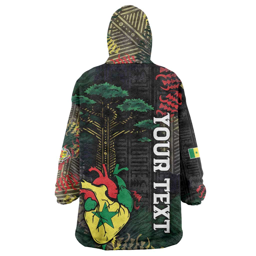 Personalized Senegal Wearable Blanket Hoodie Heart Baobab Art Grunge Style