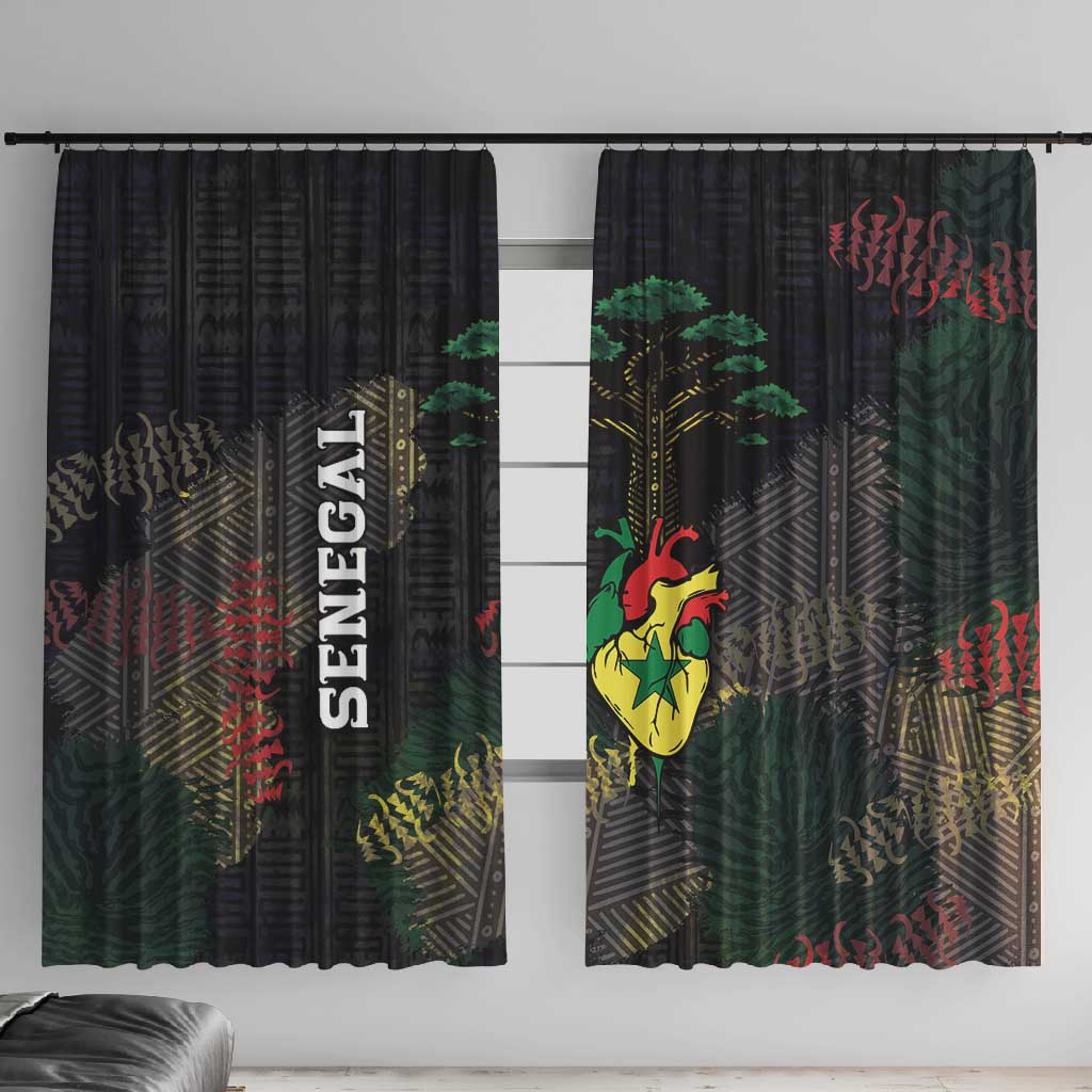 Senegal Window Curtain Heart Baobab Art Grunge Style