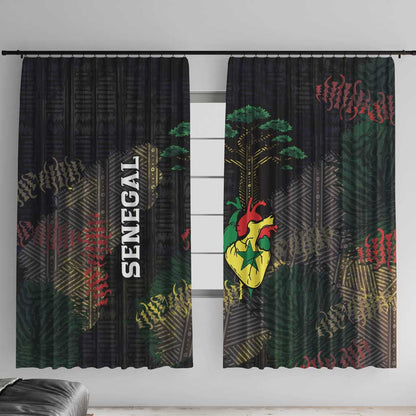 Senegal Window Curtain Heart Baobab Art Grunge Style