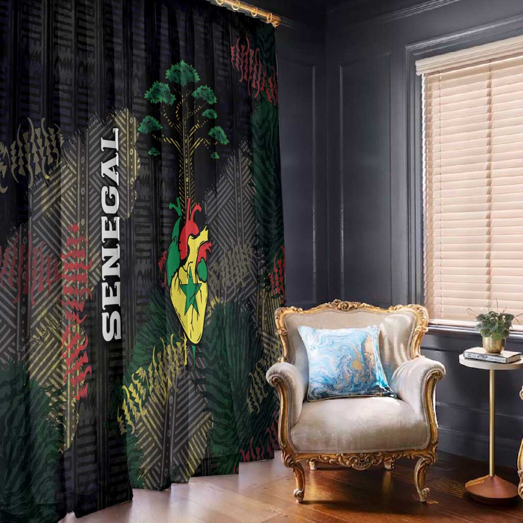 Senegal Window Curtain Heart Baobab Art Grunge Style