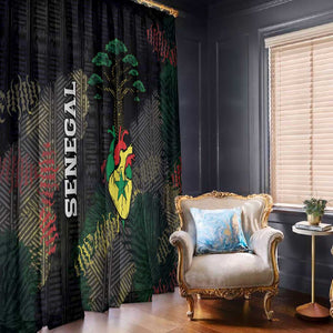 Senegal Window Curtain Heart Baobab Art Grunge Style