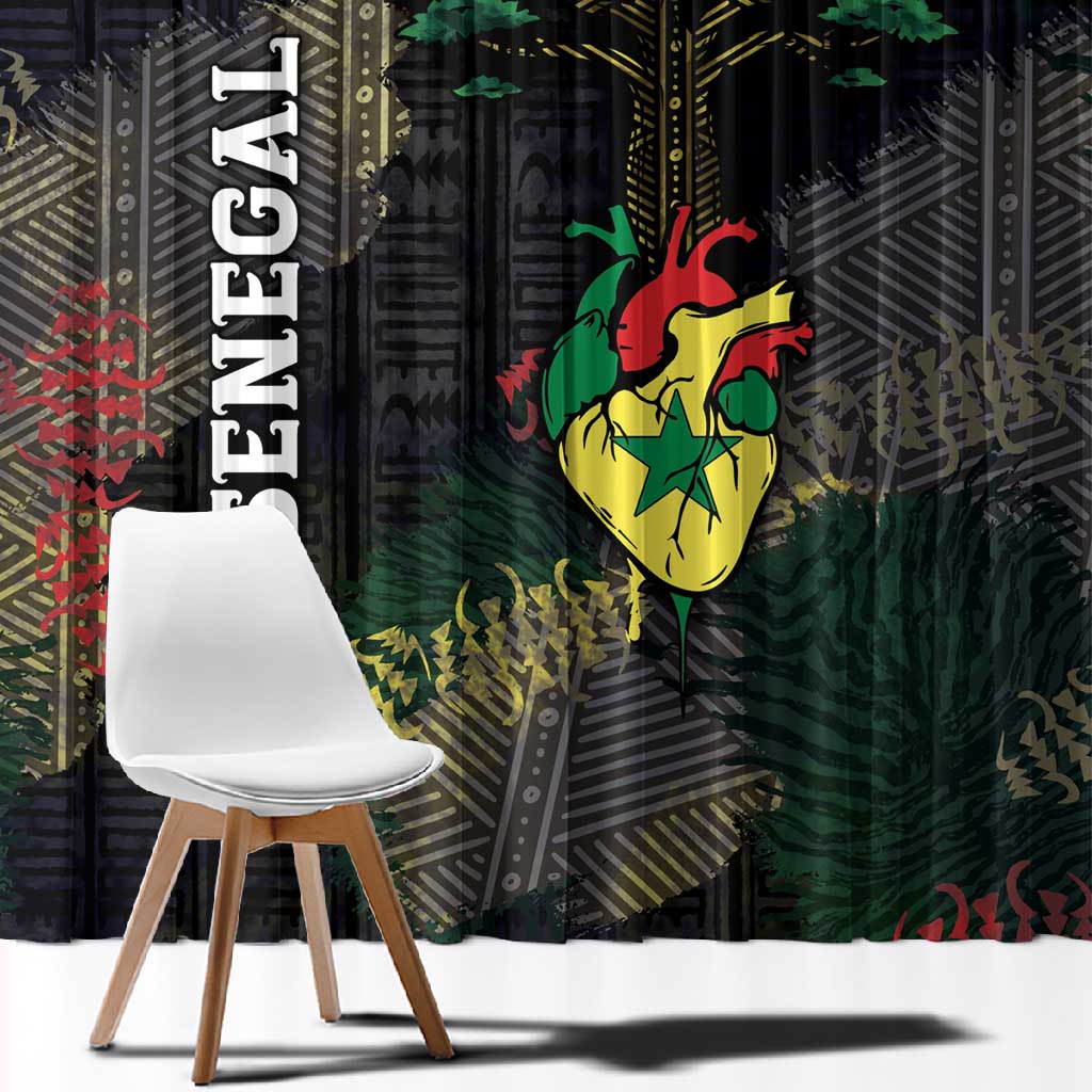 Senegal Window Curtain Heart Baobab Art Grunge Style