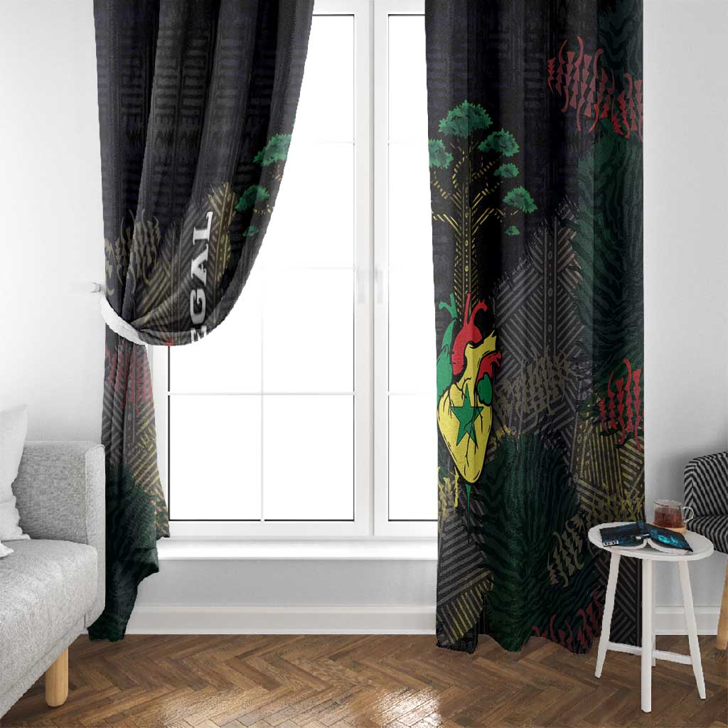 Senegal Window Curtain Heart Baobab Art Grunge Style