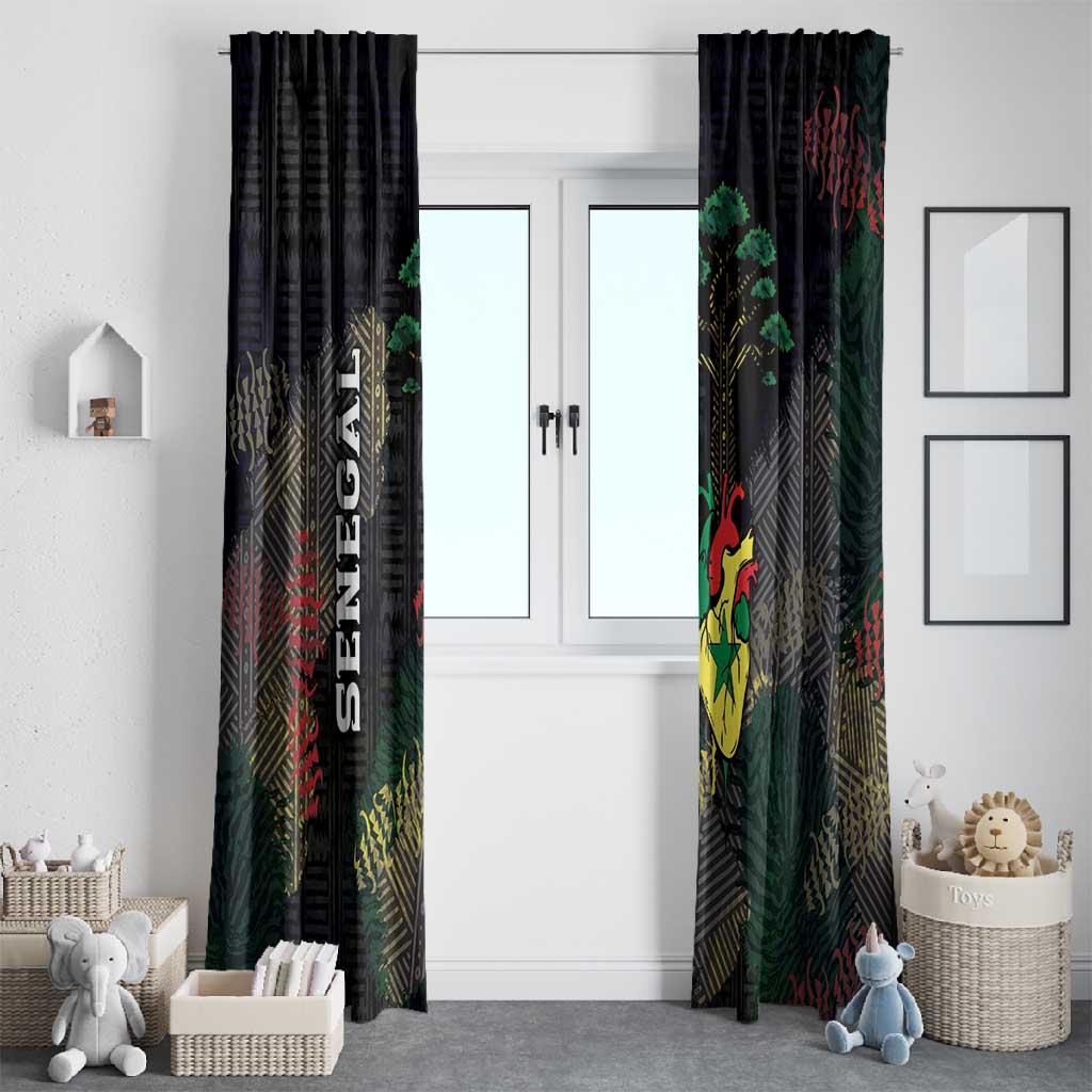 Senegal Window Curtain Heart Baobab Art Grunge Style