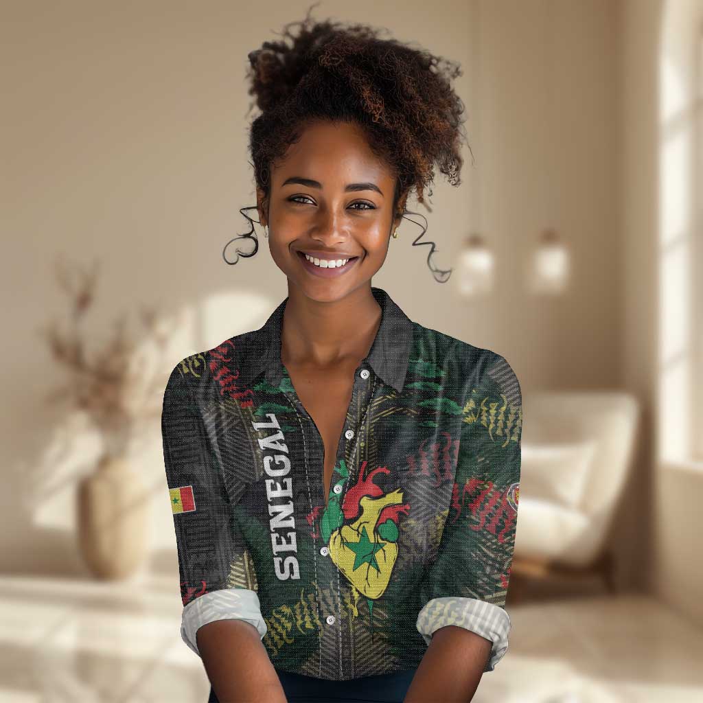 Personalized Senegal Women Casual Shirt Heart Baobab Art Grunge Style