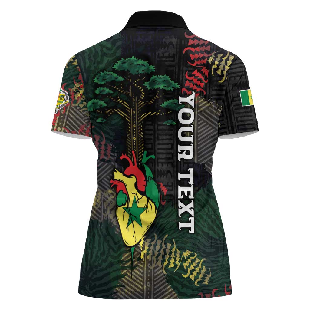 Personalized Senegal Women Polo Shirt Heart Baobab Art Grunge Style