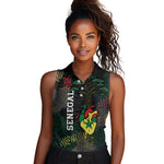 Personalized Senegal Women Sleeveless Polo Shirt Heart Baobab Art Grunge Style