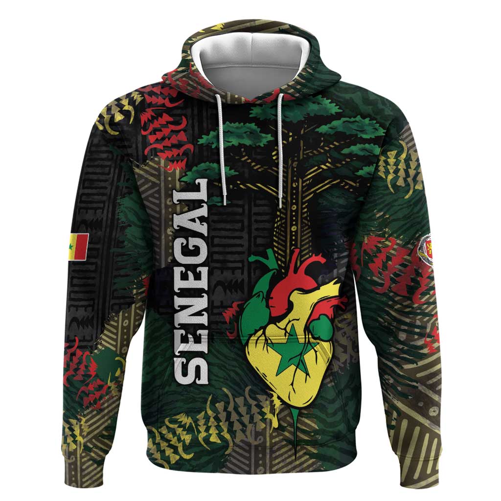 Personalized Senegal Zip Hoodie Heart Baobab Art Grunge Style