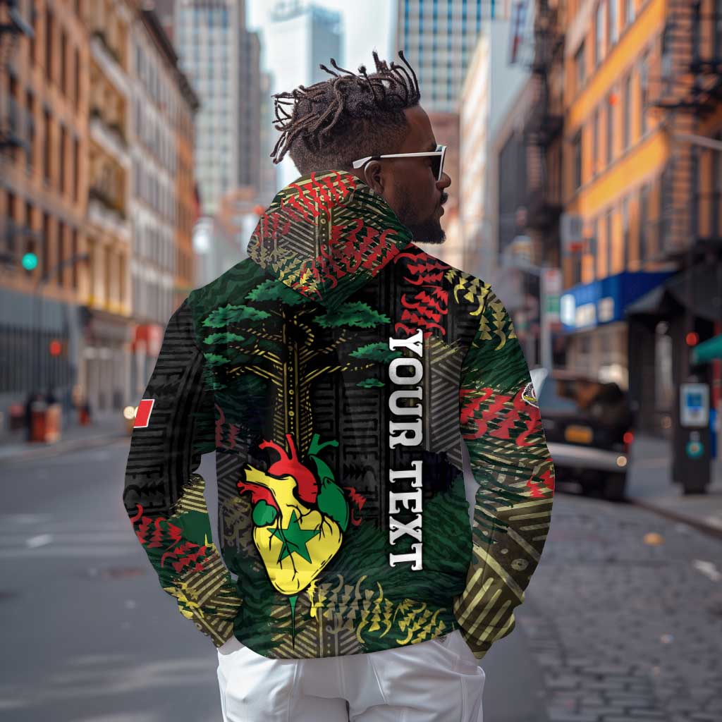 Personalized Senegal Zip Hoodie Heart Baobab Art Grunge Style