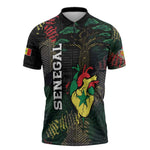 Personalized Senegal Zipper Polo Shirt Heart Baobab Art Grunge Style