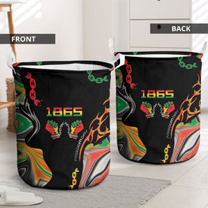 African Juneteenth Freedom Day 1865 Laundry Basket Colors Liquid Marble With Broken Chains