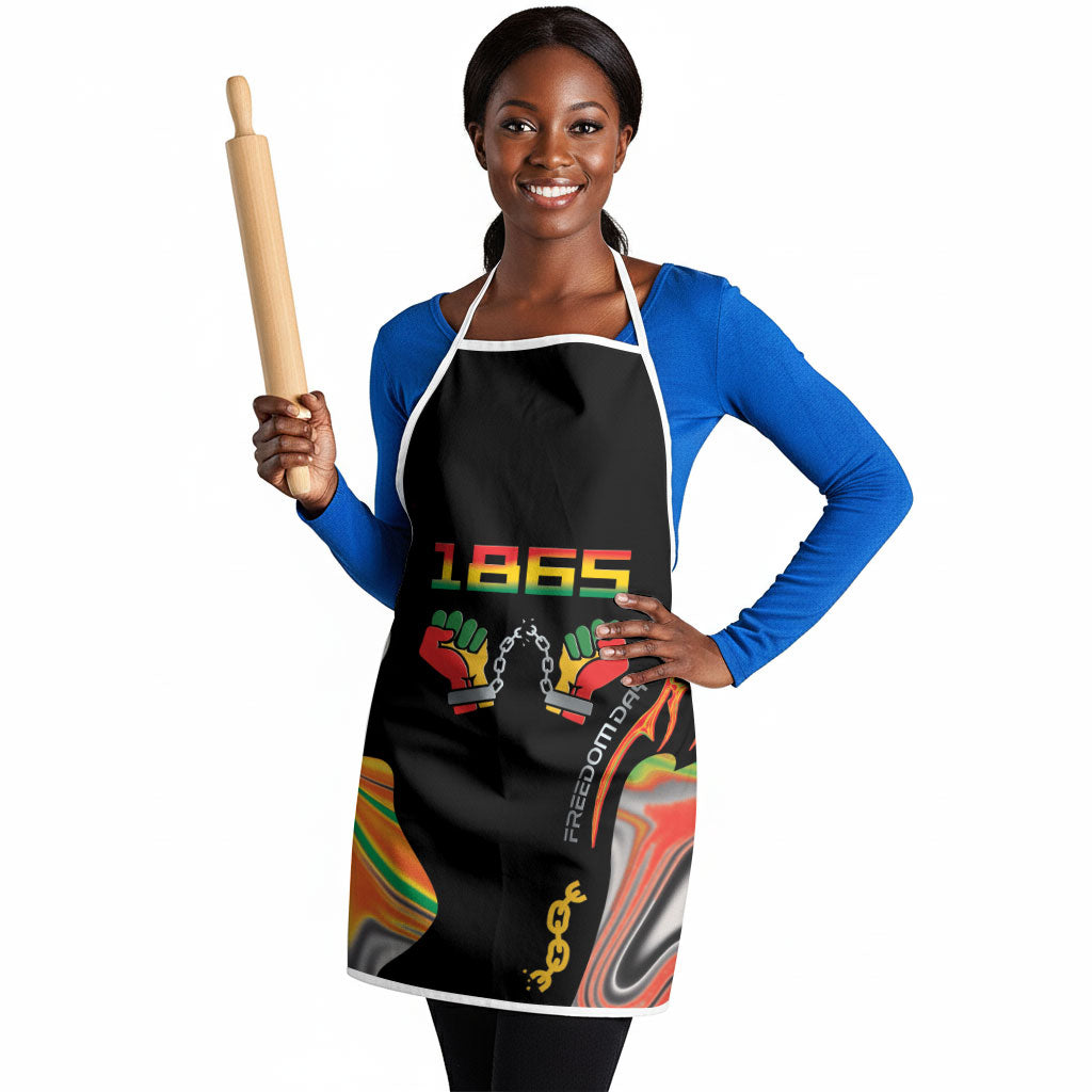 African Juneteenth Freedom Day 1865 Apron Colors Liquid Marble With Broken Chains