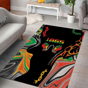 African Juneteenth Freedom Day 1865 Area Rug Colors Liquid Marble With Broken Chains