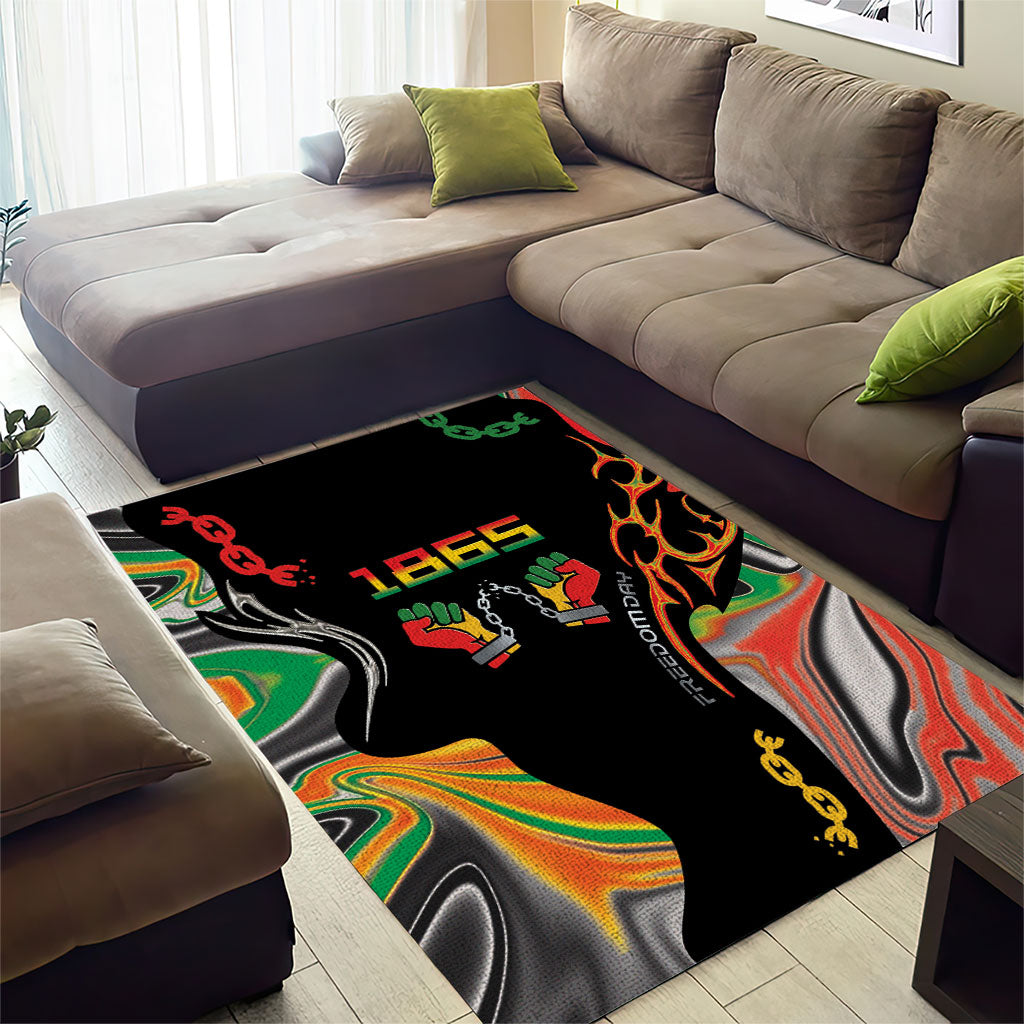 African Juneteenth Freedom Day 1865 Area Rug Colors Liquid Marble With Broken Chains