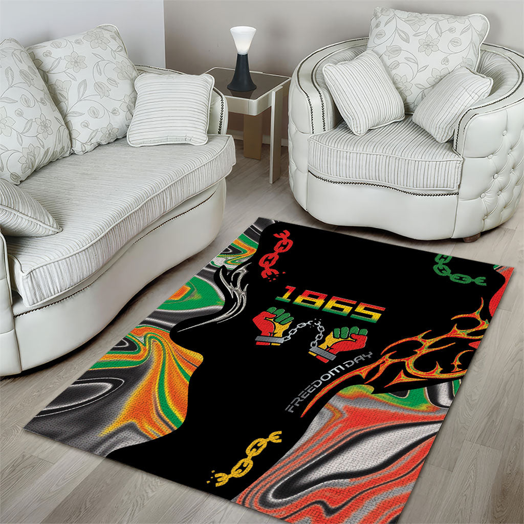 African Juneteenth Freedom Day 1865 Area Rug Colors Liquid Marble With Broken Chains