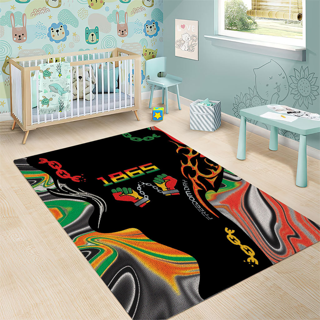 African Juneteenth Freedom Day 1865 Area Rug Colors Liquid Marble With Broken Chains
