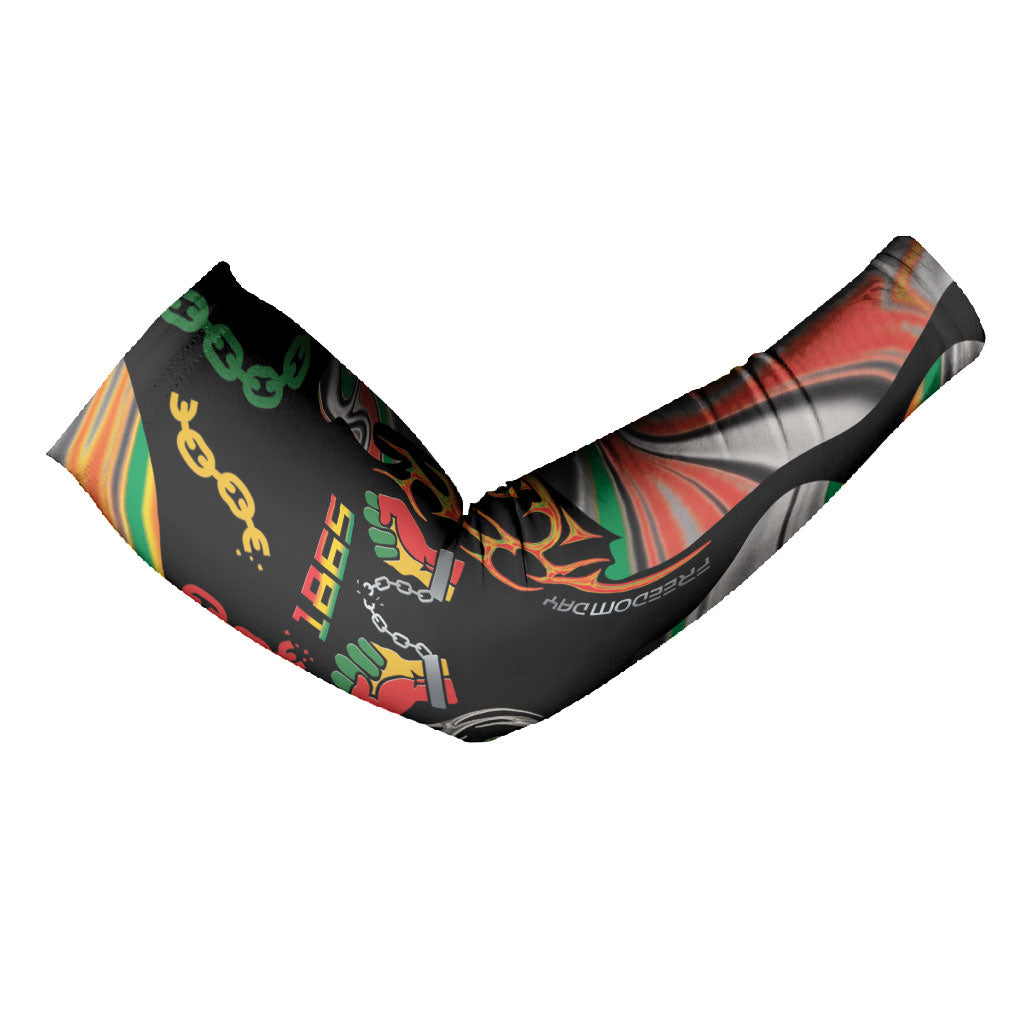 African Juneteenth Freedom Day 1865 Arm Sleeves Colors Liquid Marble With Broken Chains