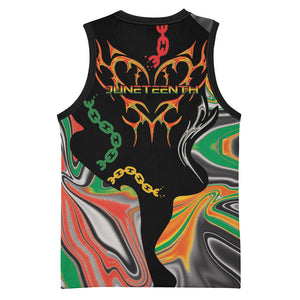 African Juneteenth Freedom Day 1865 Basketball Jersey Colors Liquid Marble With Broken Chains