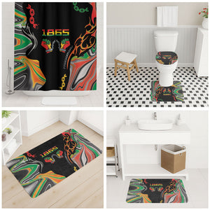 African Juneteenth Freedom Day 1865 Bathroom Set Colors Liquid Marble With Broken Chains