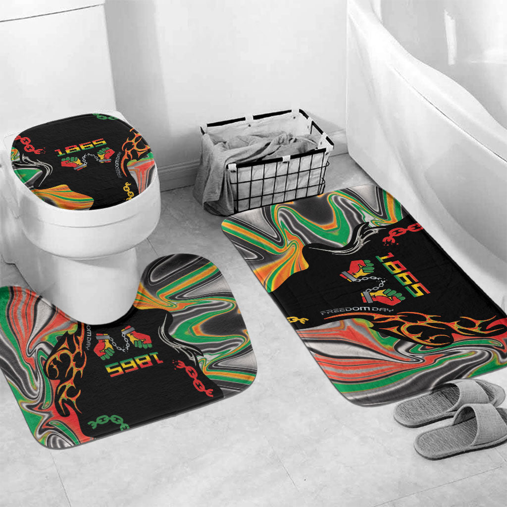 African Juneteenth Freedom Day 1865 Bathroom Set Colors Liquid Marble With Broken Chains