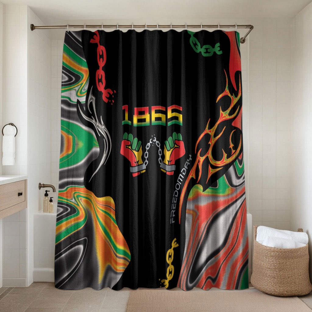 African Juneteenth Freedom Day 1865 Bathroom Set Colors Liquid Marble With Broken Chains