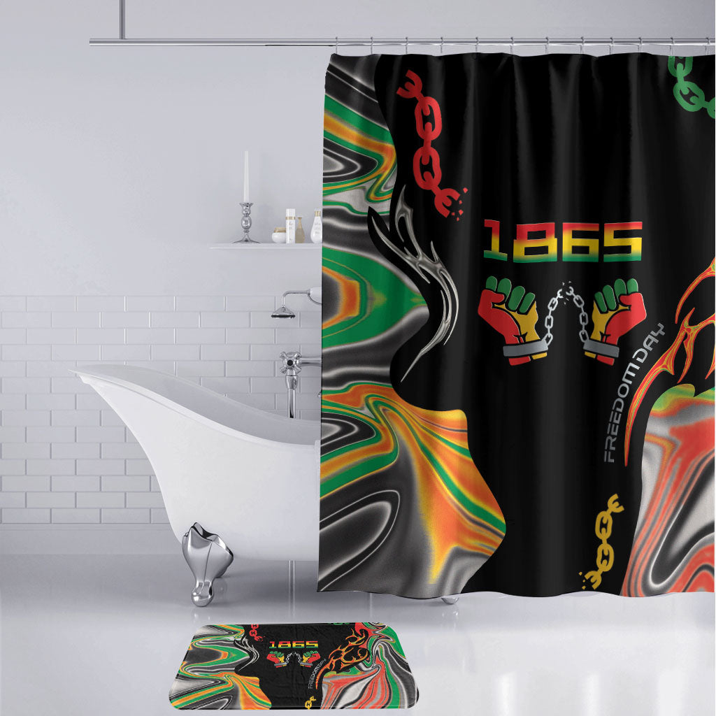 African Juneteenth Freedom Day 1865 Bathroom Set Colors Liquid Marble With Broken Chains