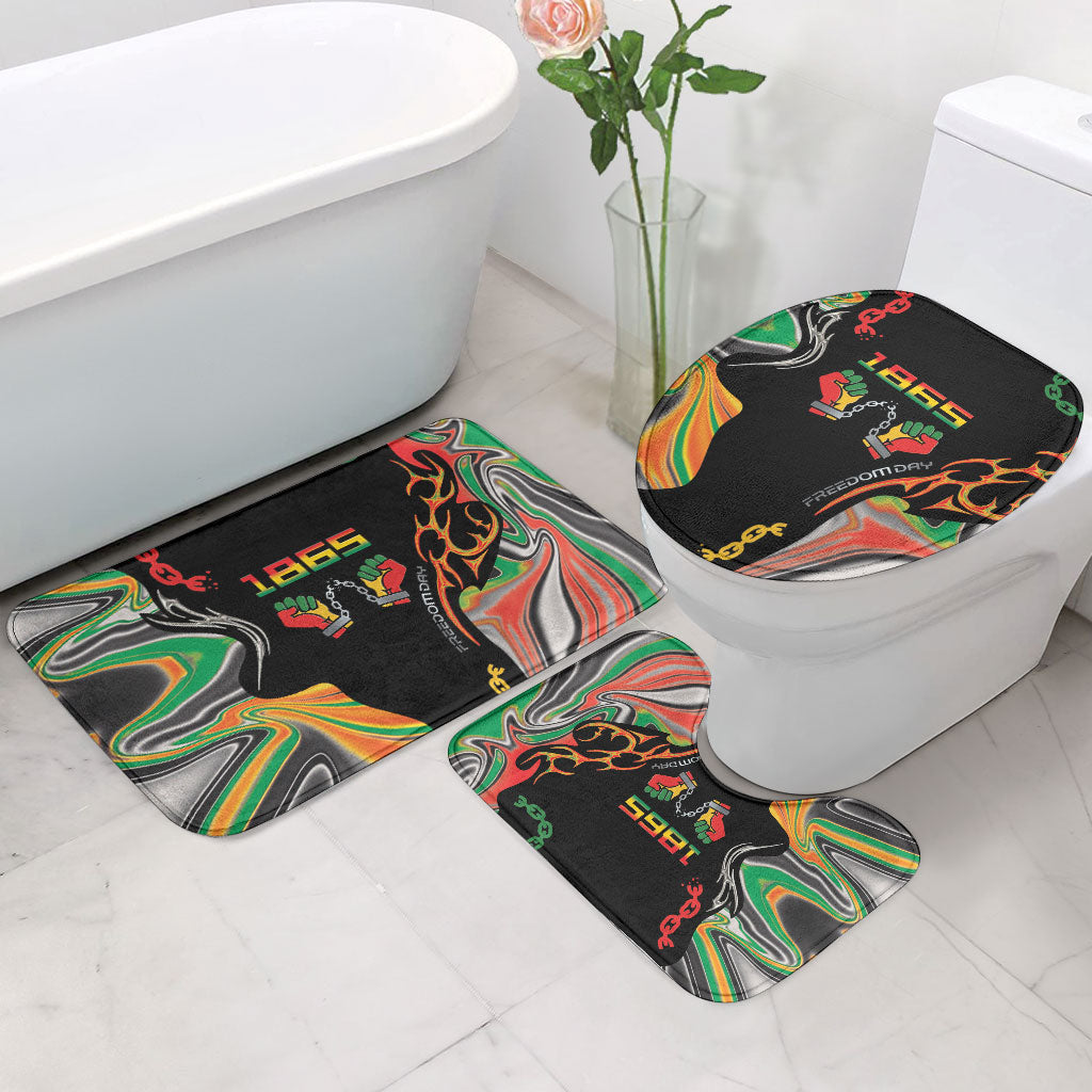 African Juneteenth Freedom Day 1865 Bathroom Set Colors Liquid Marble With Broken Chains