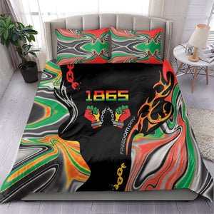 African Juneteenth Freedom Day 1865 Bedding Set Colors Liquid Marble With Broken Chains
