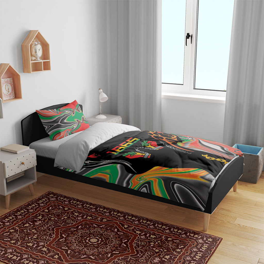 African Juneteenth Freedom Day 1865 Bedding Set Colors Liquid Marble With Broken Chains