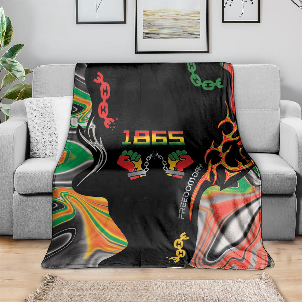 African Juneteenth Freedom Day 1865 Blanket Colors Liquid Marble With Broken Chains
