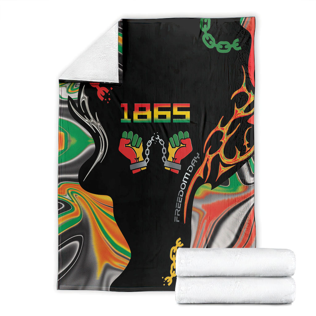 African Juneteenth Freedom Day 1865 Blanket Colors Liquid Marble With Broken Chains