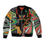 African Juneteenth Freedom Day 1865 Bomber Jacket Colors Liquid Marble With Broken Chains