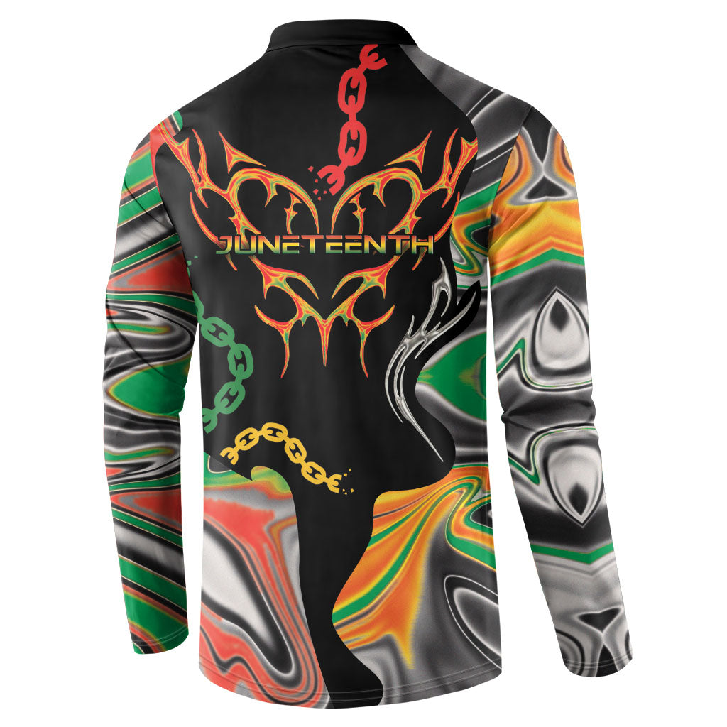 African Juneteenth Freedom Day 1865 Button Sweatshirt Colors Liquid Marble With Broken Chains