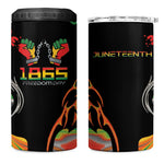African Juneteenth Freedom Day 1865 4 in 1 Can Cooler Tumbler Colors Liquid Marble With Broken Chains