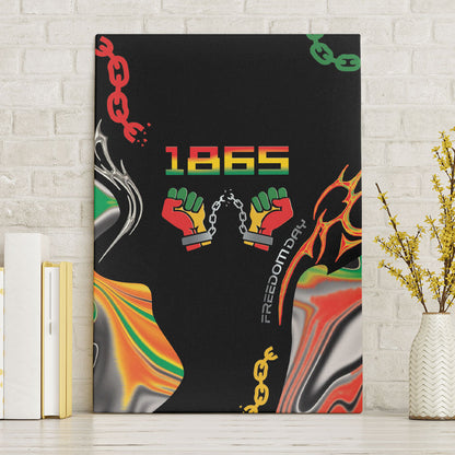 African Juneteenth Freedom Day 1865 Canvas Wall Art Colors Liquid Marble With Broken Chains