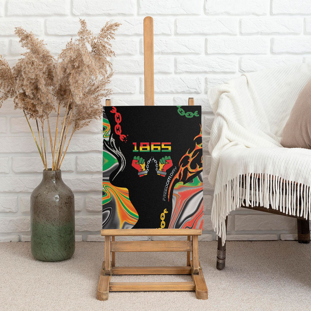 African Juneteenth Freedom Day 1865 Canvas Wall Art Colors Liquid Marble With Broken Chains