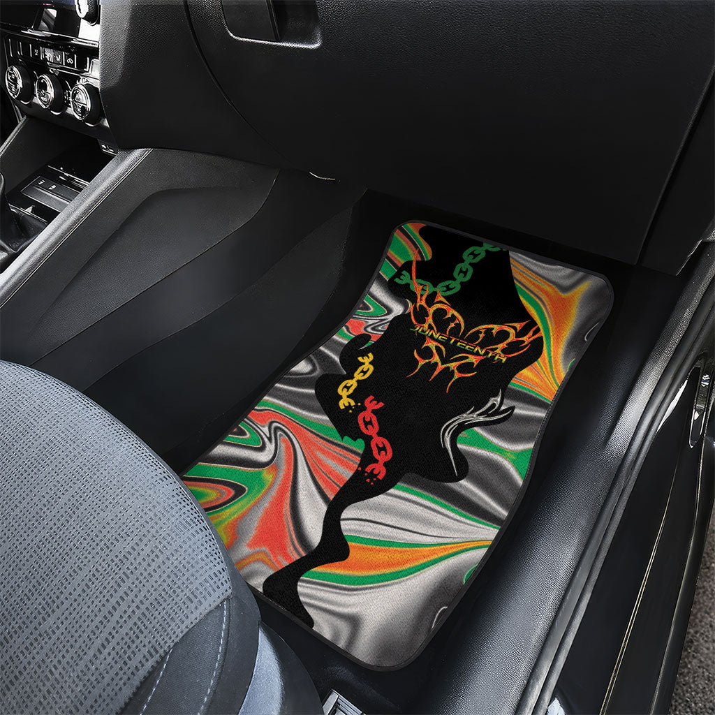 African Juneteenth Freedom Day 1865 Car Mats Colors Liquid Marble With Broken Chains