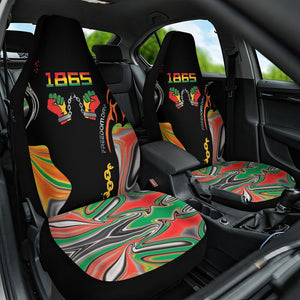African Juneteenth Freedom Day 1865 Car Seat Cover Colors Liquid Marble With Broken Chains
