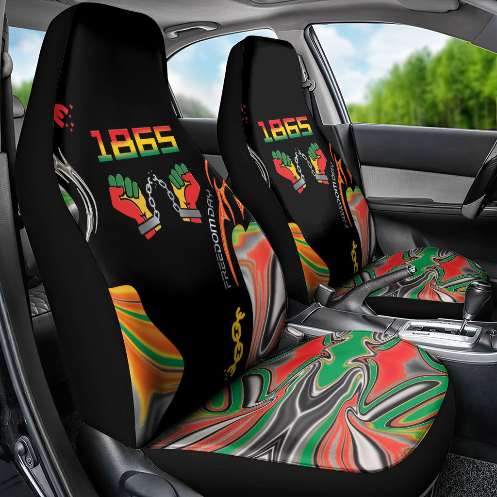 African Juneteenth Freedom Day 1865 Car Seat Cover Colors Liquid Marble With Broken Chains