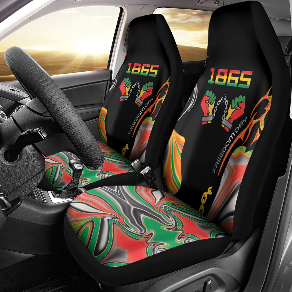 African Juneteenth Freedom Day 1865 Car Seat Cover Colors Liquid Marble With Broken Chains